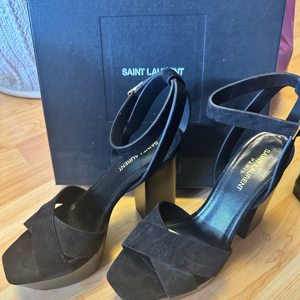 Saint Laurent Women's Black Platform Sandals